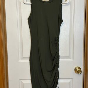 Michael Kors Olive Ruched Midi Dress